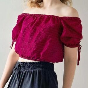 Express Summer Festival Pink Magenta Milkmaid Puff Peasant Off shoulder top